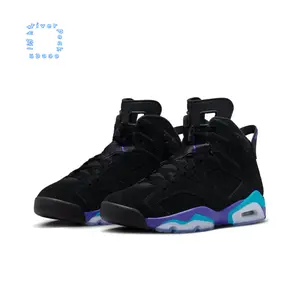 Black, Purple, and Blue Gradient High-Top Retro Basketball Shoes with Nubuck Upper and Translucent Outsole