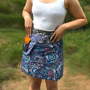 Himalayan Fashion Reversible Skirt With Fanny Pack Pocket Adjustable Buttons One Size Plus Size Double Sided Festival Skirt Comfort Cotton Bottom