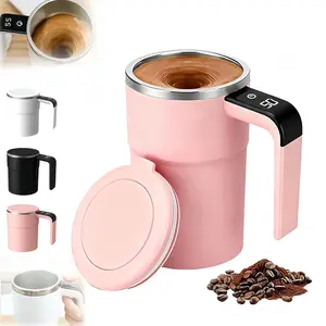 Automatic Magnetic Stirring Coffee Mug, Self Mixing Cup With Lid for Milk, Cocoa and Other Beverages - Stainless Steel