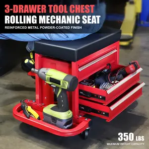 Tool Chest Rolling Mechanic Seat With Tool Trays Toolbox Organizer Tool Storage Container