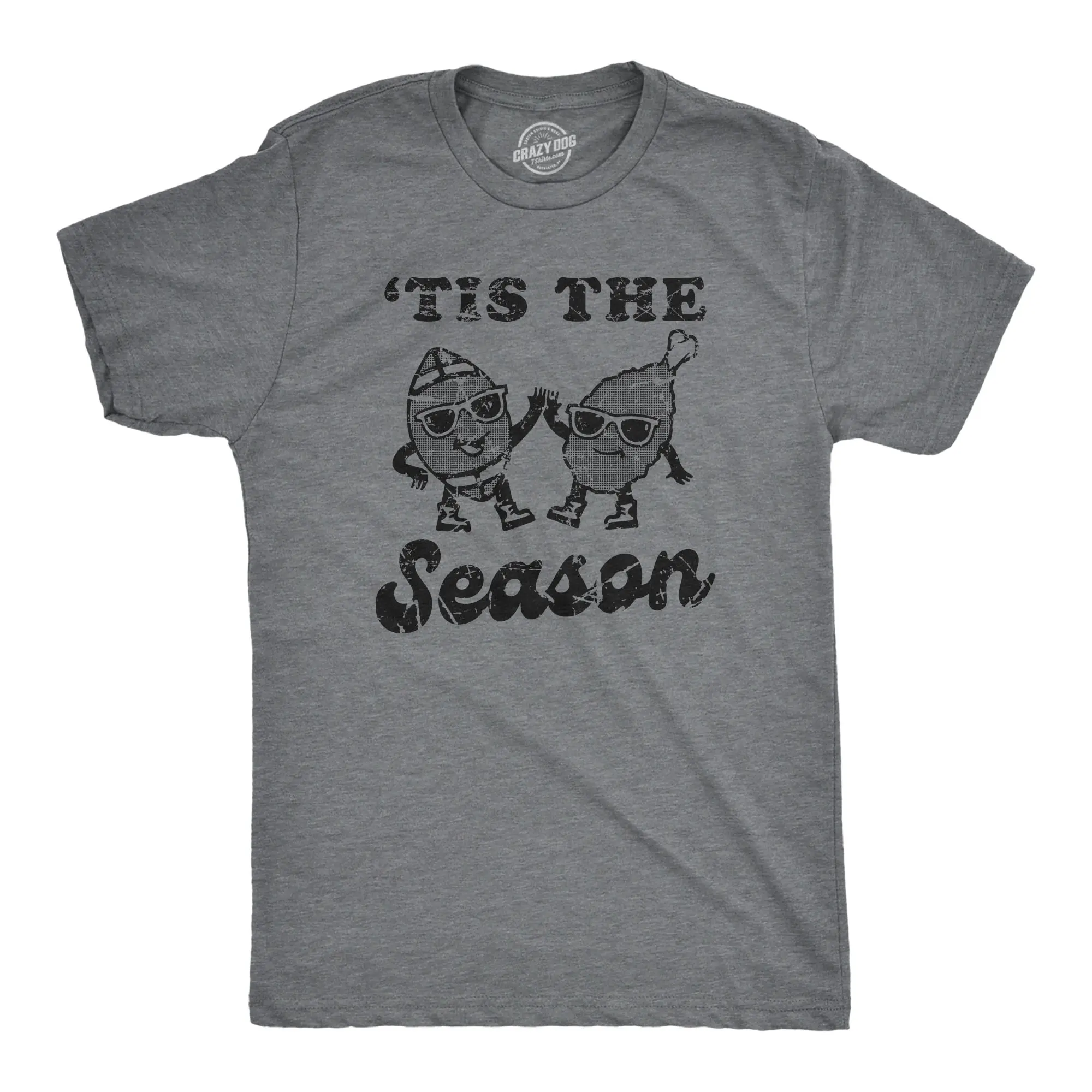 Mens Tis The Season T Shirt Funny Thanksgiving Turkey Football Lovers Tee for Guys Mens Funny T Shirts Cool Vintage Fashion T-Shirt Gift Classic Menswear Thanksgiving Apparel for Men Funny Football Short Sleeve Dark Grey