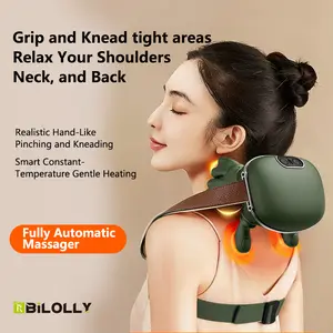 Shoulder and neck bionic intelligent massager, heated massager, finger-style neck and waist massager, 4D kneading massage, simulates real human hand massage, provides comfortable muscle relaxation, summervibes