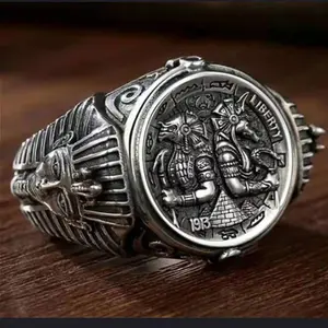 Men’s Ring Ancient Egyptian Desert Nasus and Anubis Domineering and Personalized Retro Trendy Ring