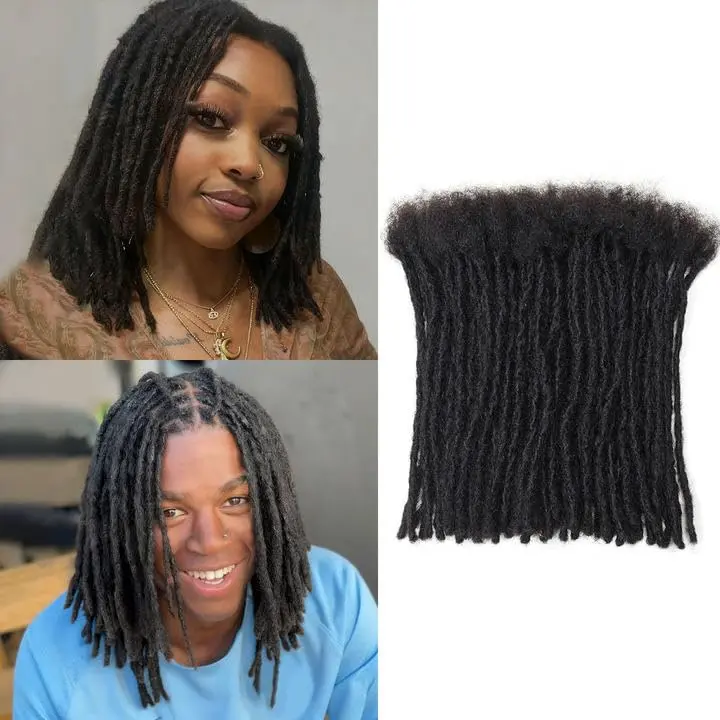Loc extension Real natural Human Hair Dreadlock Extensions | Dyeable & Bleachable | 0.4-0.8cm Width | 6-14 Inches | Perfect for locrepair add Length & Thickness Boost basic style
