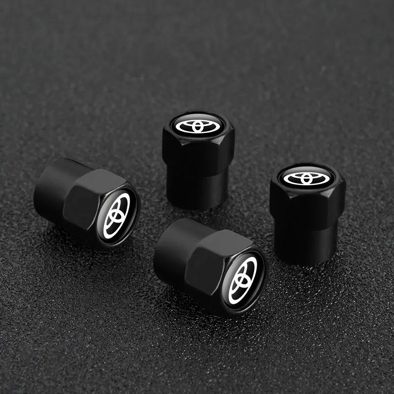 4pcs Metal Alloy Car Wheel Tire Valve Caps, Dustproof Stem Cover for Toyota Camry Chr Corolla Rav4 Yaris Prius Hybrid Prado Fortuner Hilux Auris