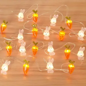 2M 20LED Easter Rabbit String Light Carrot Chick Eggs Fairy Light Garland Happy Easter Party Decoration For Home Kids Gift 2024