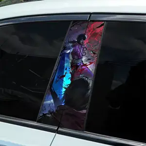 2-Pack B-pillar purple armor blue blade martial arts pattern car sticker, hood decal, waterproof and scratch-resistant, suitable for all models - Audi, Honda, Mitsubishi, Ford, Volkswagen, BMW, Opel, Porsche sedans and SUVs, MPVs, Car Decals