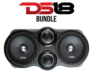 DS18 Car Audio Bundle – Universal SS-SSTT265-3 Vinyl Tiddy-Panel with 2× DS18 PRO-FR6NEO 6.5" Full-Range Midrange Speakers & 2× DS18 PRO-TWN5 1.5" Neodymium Compression Tweeters