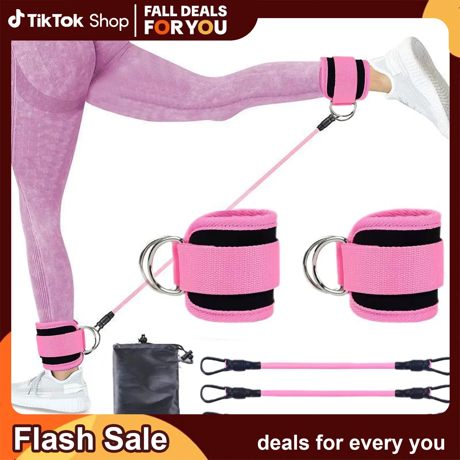 Ankle Resistance Bands with Cuffs - 1 Set for Working Out, Hip Fitness Training, Body Care Products & Gym Accessories Glute Workout Equipment Adjustab