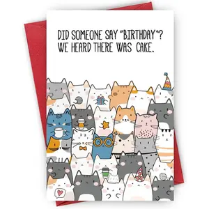 Cute Cat Pattern Birthday Card, Funny Greeting Card for Friends, Family, or Coworkers, Perfect for Any Birthday Celebration, Fun Party Cards