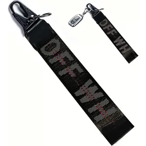 Car Keychain, Fabric Keychain Wrist Lanyard, Key Ring for Cars Keys Wallets Jeans Decoration, Car Accessories (Black)