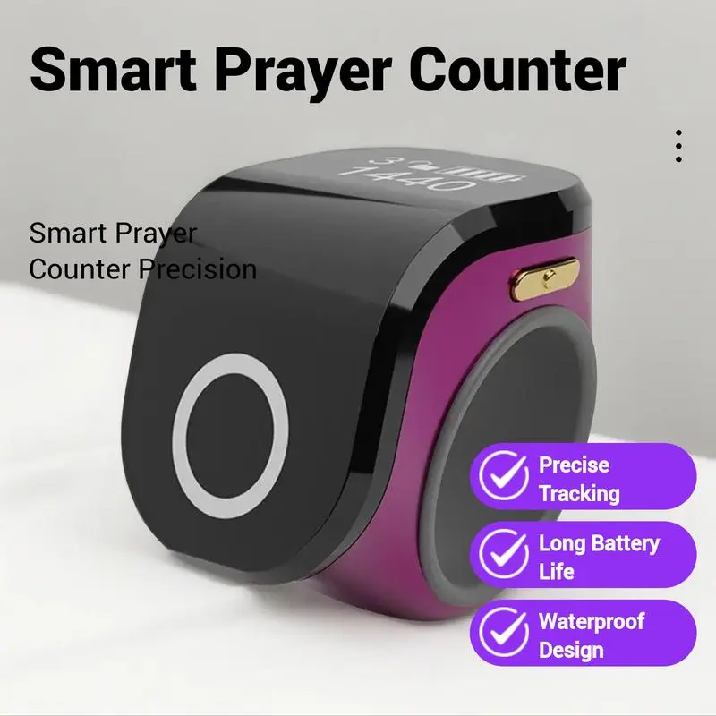 Smart Prayer Counter, Tasbih Counter, Tasbeeh Counter, No APP Needed, Waterproof Design, Long Battery Life, Accurate Tracking, Replace Traditional Beads