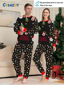 Christmas suits suitable for both men and women. Couples can pair long-sleeved and long-pants pajamas with soft round-neck casual suits featuring Santa Claus, reindeer, snowmen and tree prints