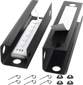 2 Pack  Management Under Desk, 31.5 in Under Desk  Management Tray,Cord Hider,Cord Organizer, No Screw Wire Management for Office and , Black