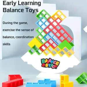 1Set Balance Tower Game: Fun Stacking Tower Challenge - Family Party Board Game with Wobbly Base, Strategy & Quick Reflexes - Party Game Night, Birthday Party, Family Game Nights - Perfect for Festive Gatherings & Travel Entertainment - Challenging Fun
