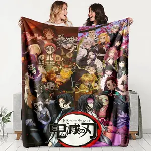 Demon Slayer Flannel Cozy Throw Blanket, Soft Lightweight Warm, Bedroom Holiday Decor, Bed Sofa Office Camping Travel, Multifunctional Gift