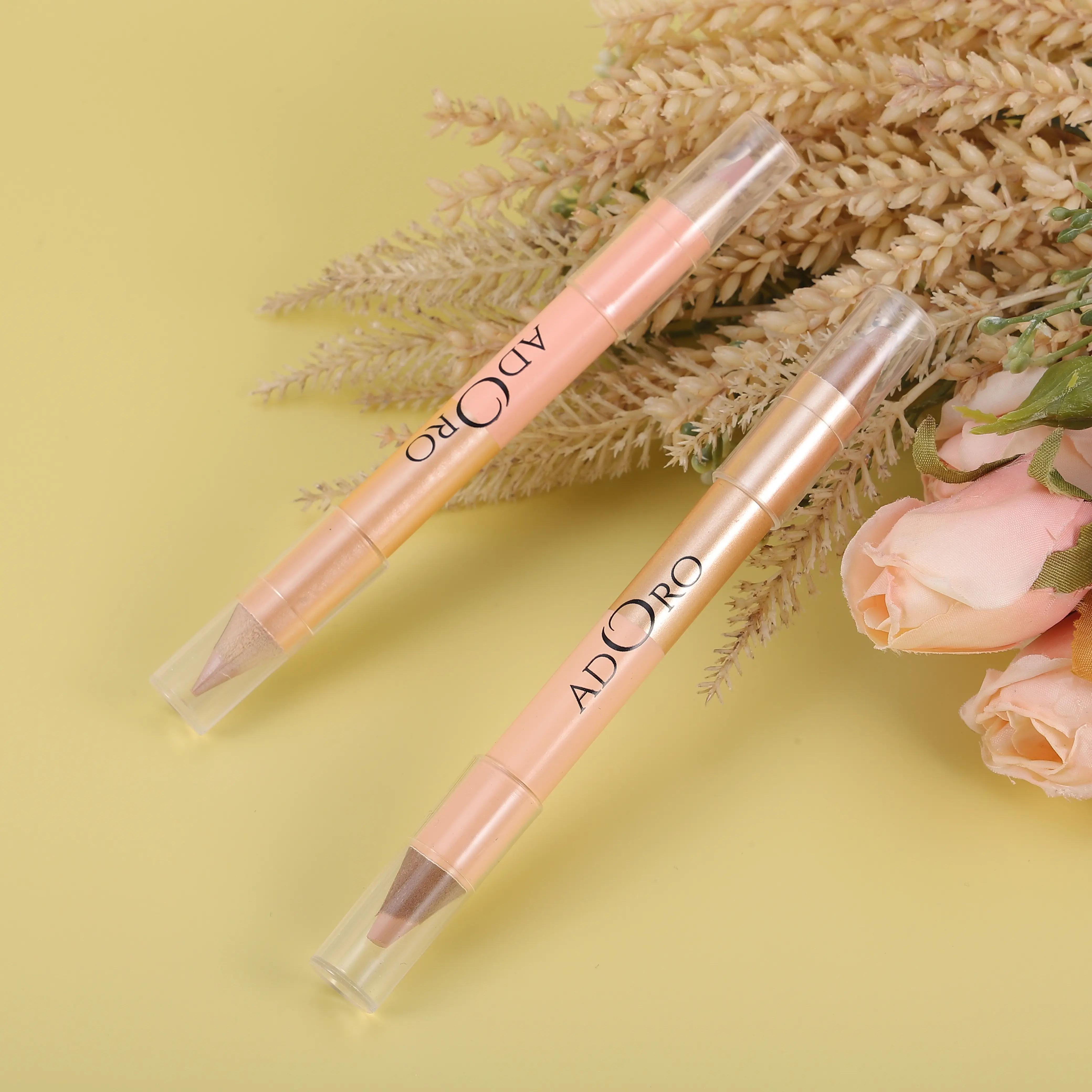 ADORO Brow Highlighter Pencil Duo - Champagne Pink & Gold Shades for All Skin Tones - Makeup