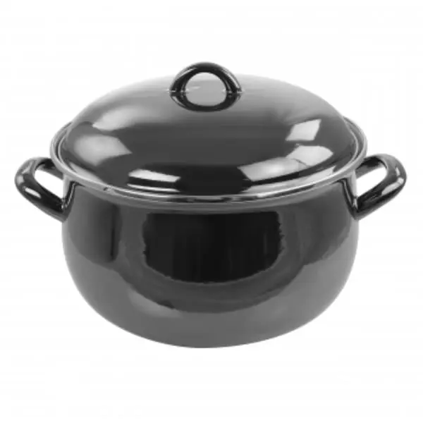 Gibson 129984.02 Sturdy Enamel Circular Casserole Dish, 6.5 qt. Steel Cookware with Handles and Lid, Circular Casserole Dishes