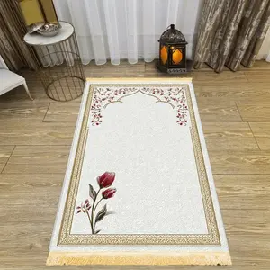 1pc Classic Floral Prayer Mat - 100% Polyester, Machine Washable, for Indoor/Outdoor, Pilgrimage & Meditation, Muslim Prayer Rugs