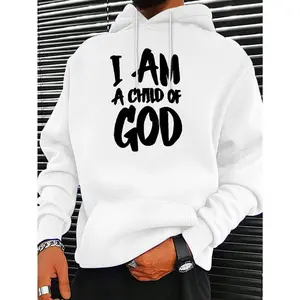 Women's and Men's Hoodie with "I Am God" Print, Casual Long Sleeve Hoodie, Suitable for Autumn and Winter Wear