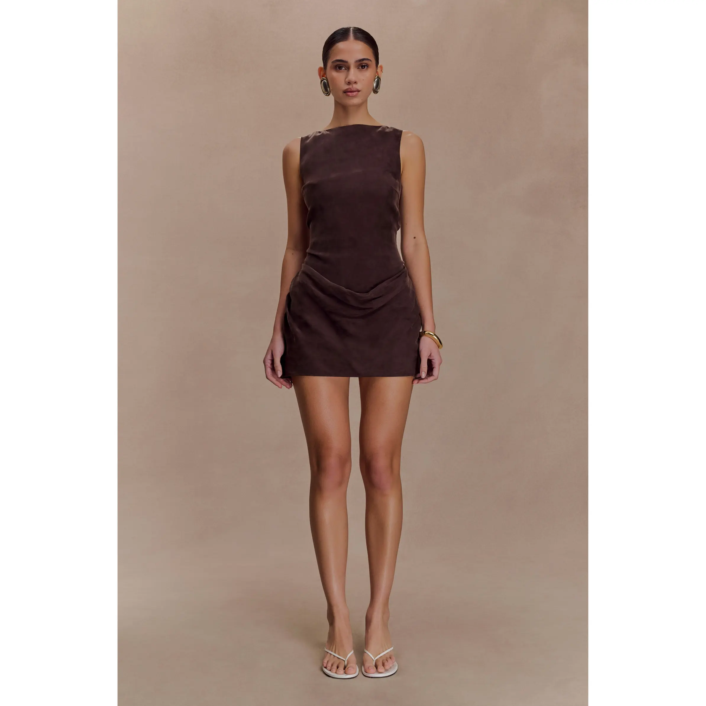 Bexley Draped Mini Dress - Dark Chocolate Bexley Draped Mini Dress - Dark Chocolate