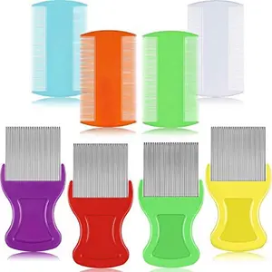 8 Pieces Flea Lice Combs Double Sided for Lice Nit and Dandruff Removal Plastic Metal Head Hair Comb Peine Para Piojos for Kids Pets 3.5 x 2 Inches 3.54 x 1.57 Inches Classic Value Pack Effective Function Practical Size Durable Design Multi-Purpose Use