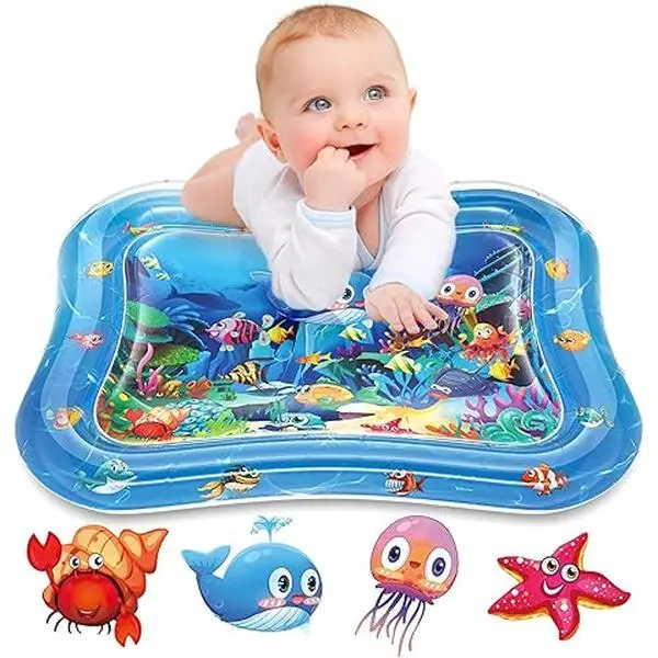 Unisex Inflatable Baby Tummy Time Activity Mat - PVC, Leak-Proof, Waterproof, Soft, Easy to Use, Developmental Water Toy for 3-12 Months, Summer Pool Gift