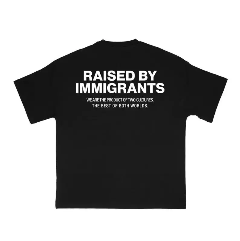 Raised By Immigrants Graphic Tee | Dual Culture Empowerment Sweatshirt & Hoodie | Social Justice Apparel for Men & Women | Immigration Support Gift for Activists Printed
