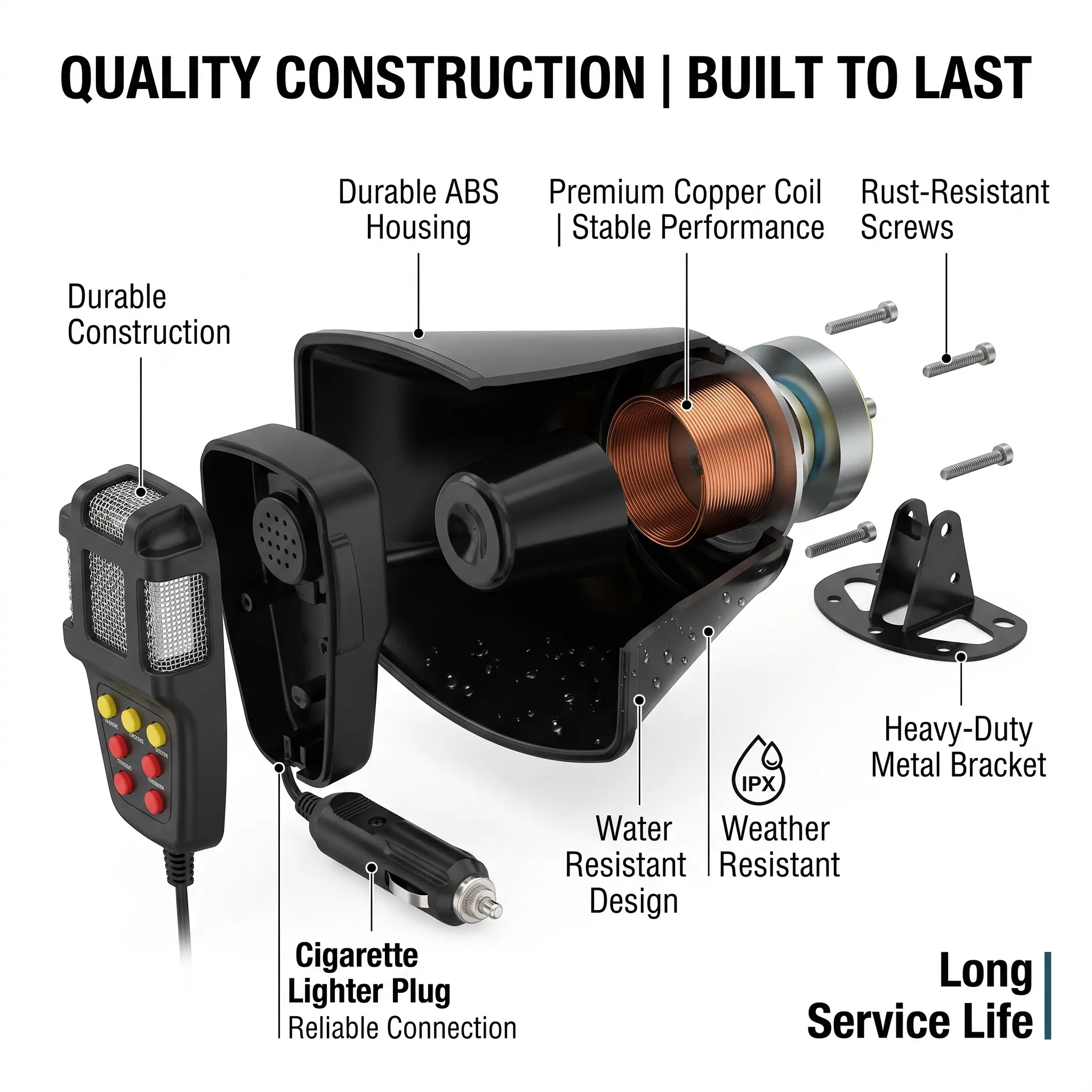 Dual Tone Electric Car Horn Universal 12V Loud Replacement Horn Waterproof for Car SUV Truck Motorcycle