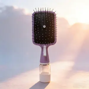 Two-In-One Self-Cleaning Comb, Spray Detangling Brush, Anti-Frizz Flat Iron Comb, Easy Knot Removal, Suitable for All Hair Types
