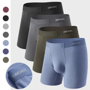 DAVID ARCHY Waistfree Seamless Waistband Mens Underwear 4 Pack Silky Soft Second Skin Modal Boxer Briefs  Underwear for Men Gifts Micro Modal Fabric with Vertical Fly and 3D Pouch Design