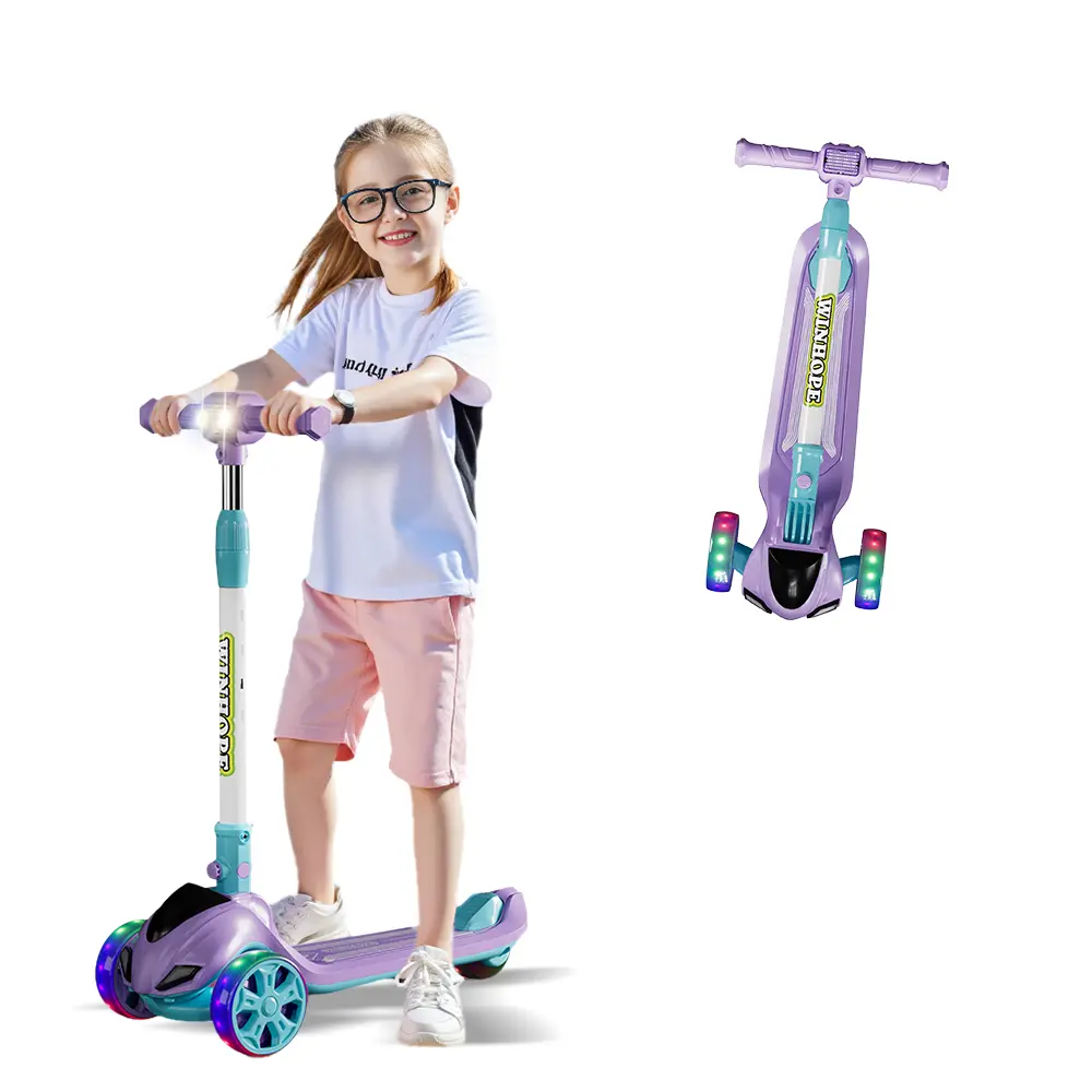 Winope Kids Scooter (Ages 3-8) - 4-Level Adjustable Handlebars, Colorful Light Wheels, Foldable Design, Suitable for Various Terrains