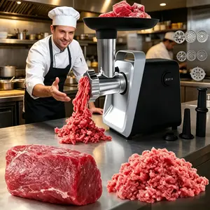 Electric meat grinder, stainless steel meat grinder with 2 blades, sausage tube, and Kubbe kit, 2800W suitable for home kitchen use with US standard plug