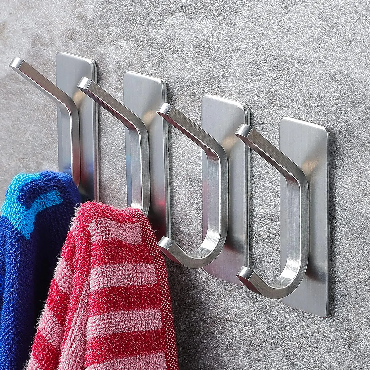 4-Pack Stainless Steel Towel Hook/Adhesive Hooks - Wall Hooks for Coat/Robe/Towels Stick on Bathroom/Kitchen (Silver) - Tools & Hardware.