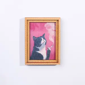 Wooden Cat Soft Magnetic Fridge Magnet, Fun 3D Printed Refrigerator Decoration, Cute Kitty Fridge Sticker for Home Decor, Easy Attachment
