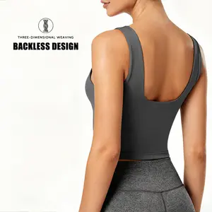 Women's Fitness Training Clothes U-Neck Open-Back Gym Outfits | High Chest Support, Slim Fit, 4-Way Stretch Spandex Fabric, Removable Pads, Seamless Sports Bra, Quick-Dry | workout sets for women sports bra Cropped Activewear