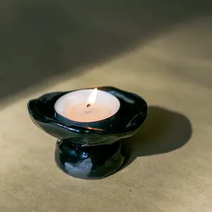 Handmade Ceramic Pedestal Tea Light Holder & Trinket Dish