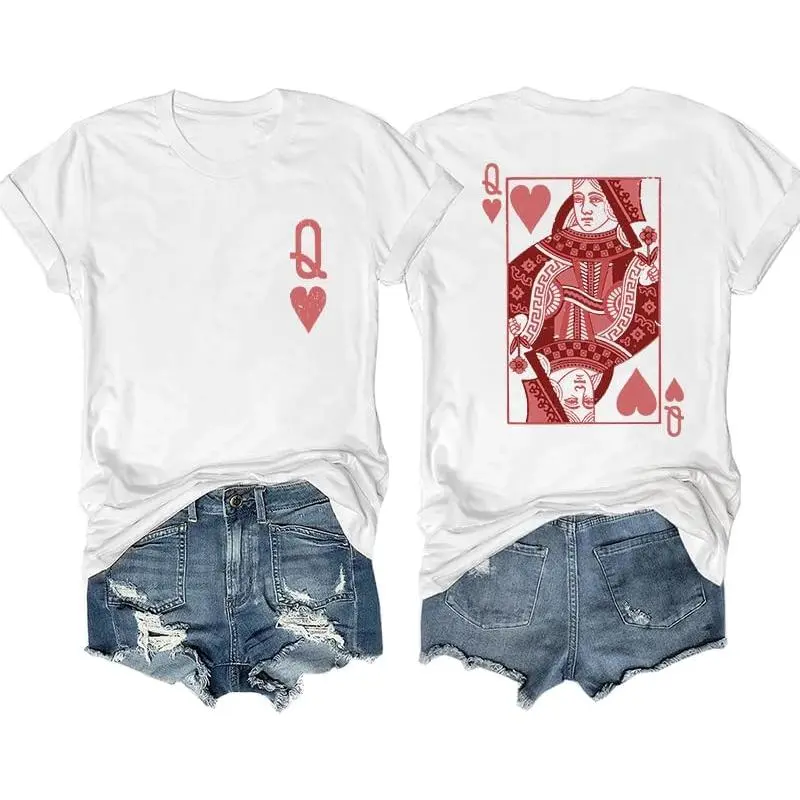 Heart Queen - Women's graphic T-shirt, card design and queen motif