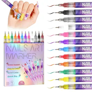 Non-Toxic Washable Kids Nail Art Markers - 12-Color 0.5mm Fine Tip, Quick Dry & Easy Clean for Girls Ages 3-10, Perfect for Birthday Parties, Sleepovers & DIY Manicure Fun