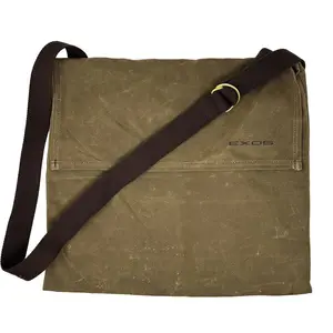 Exos Waxed Canvas Haversack, Durable Water-Resistant Shoulder Bag for Bushcraft, Foraging (17"x15")