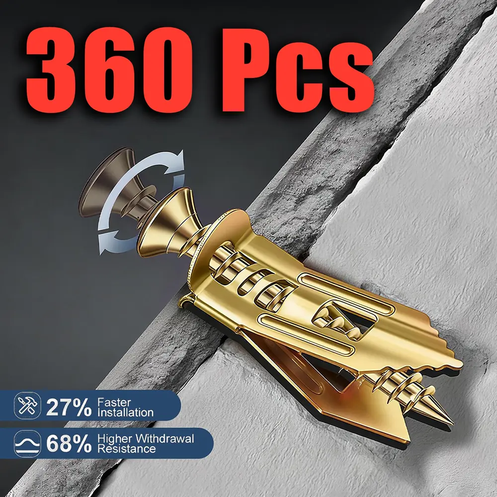 120/240/360 Pack Hollow Wall Self‑Drilling Anchors Screws Zinc‑Coated Finish Heavy‑Duty Drill‑Free Convenient Fixing Hardware for TV Mount Bike Holder Shelf Cabinetry