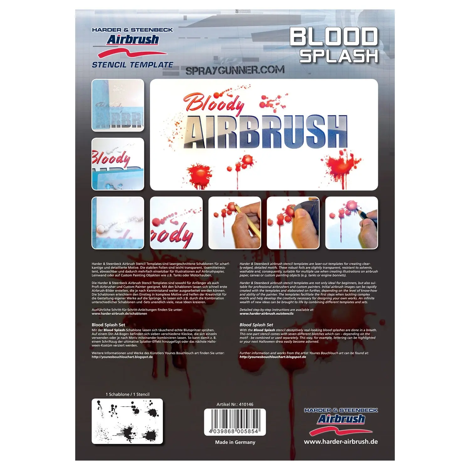 Harder and Steenbeck Airbrushing stencil "Blood Splash"
