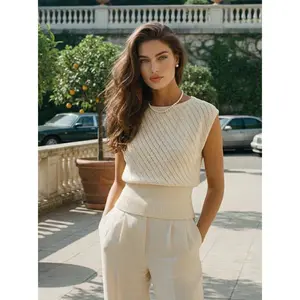 Cider Knit Boat Neck Hollow Out Top