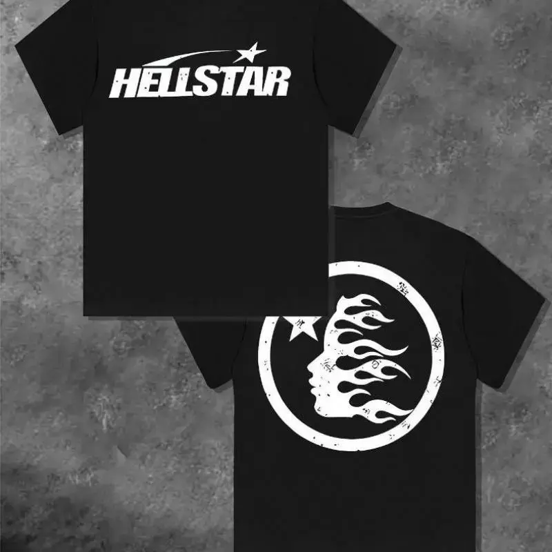 TLXT 100%25 cotton double-sided printed Hel|Star pattern T-shirt, high-quality printed T-shirt, men's round neck short-sleeved top, casual T-shirt spring and summer clothing