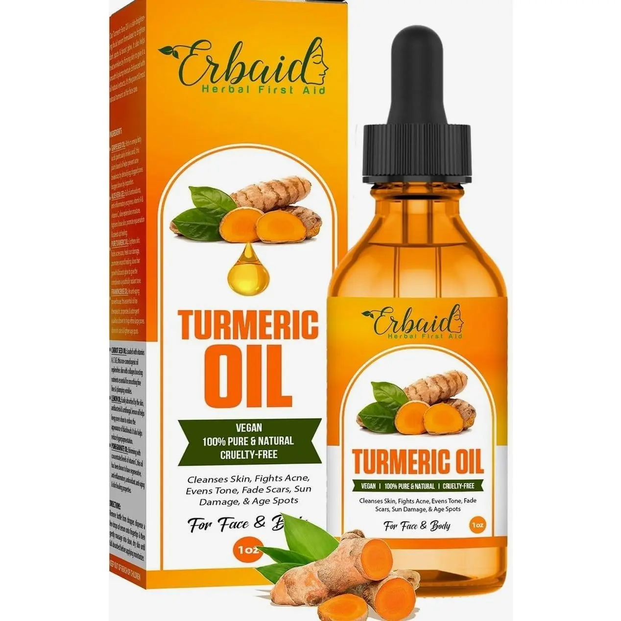 Turmeric Oil – Dark Spot Facial Serum for Face & Body – Natural Skin Brightening Serum & Hyperpigmentation Treatment – Turmeric Glow Serum Cleanses, Fights Acne, Evens Tone, Scars – for All Skin Types