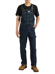 HISEA Men's Denim Bib Overalls, Men's Overalls Workwear with Adjustable Straps and Convenient Tool Pockets Stone Washed Blue