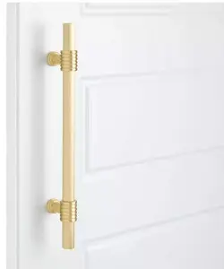 New 8" Satin Brass Brady Back-to-Back Brass Door Pull Set By Signature Hardware