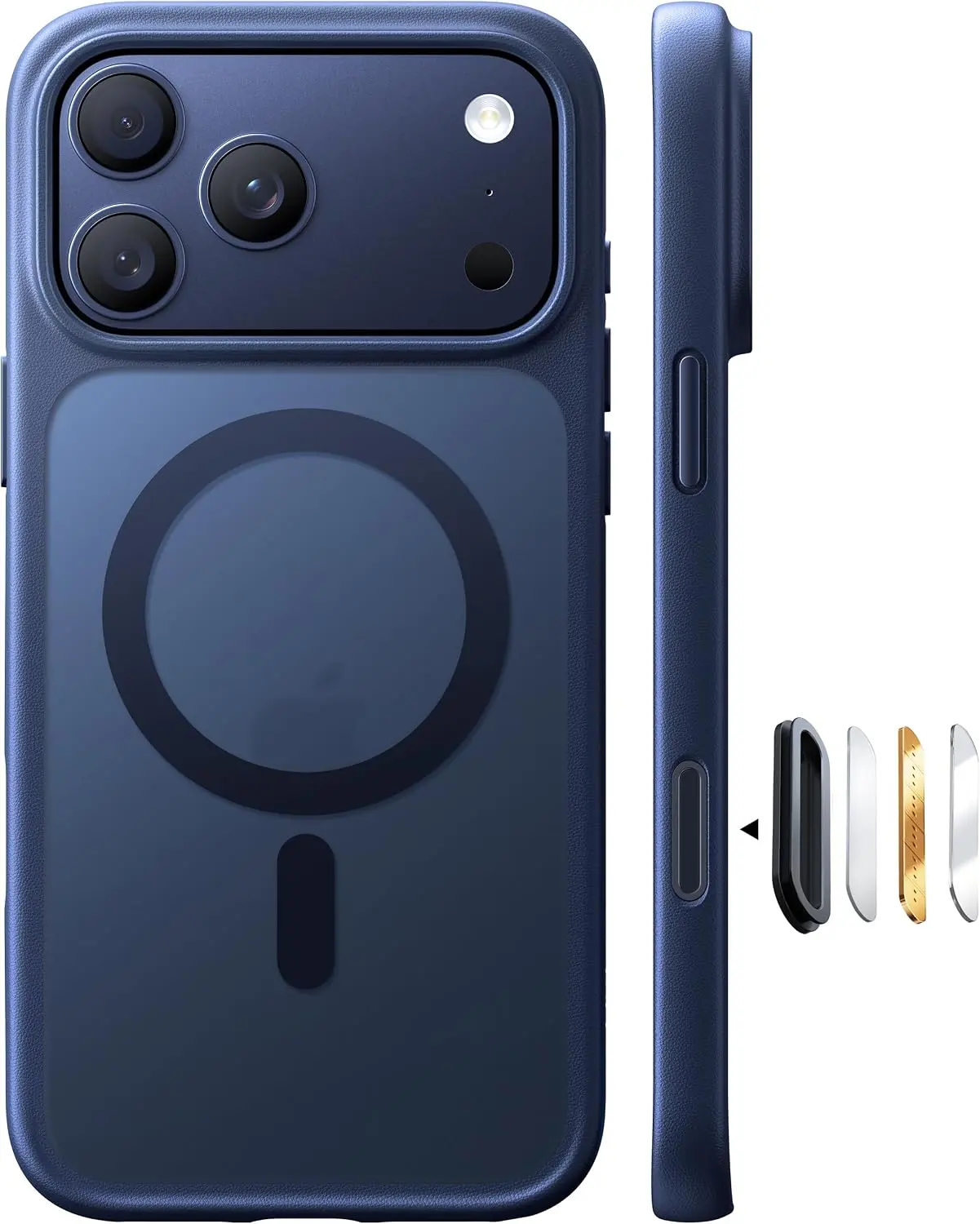 TORRAS Stronger Magnetic & Shockproof for iPhone 17 Pro Max Case Deep Blue | Fit for MagSafe, Mil-Grade Drop Protection, Camera Control, DIY Button, Slim for iPhone 17 Pro Max Phone Case Translucent