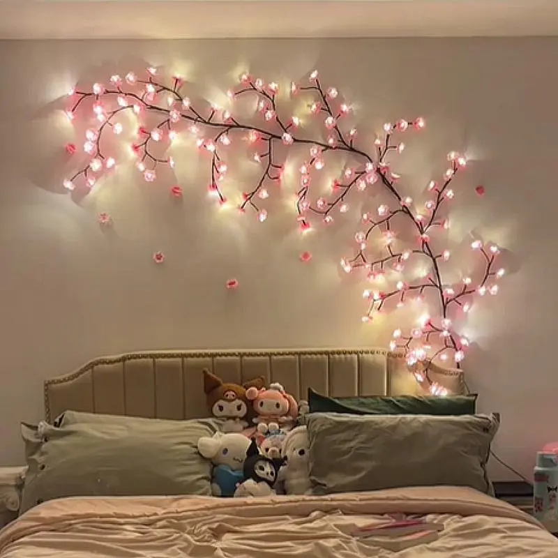 Cherry Blossom Tree Branch Design LED String Light, USB Powered DIY Holiday Vine Light, Decorative Light for Bedroom, Interior Led Lights, Wedding Party, Halloween, Christmas