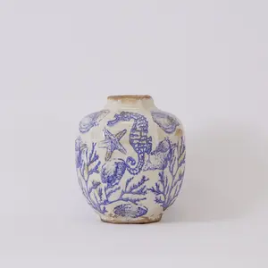 8.5” Nautical Ceramic Decorative Vase